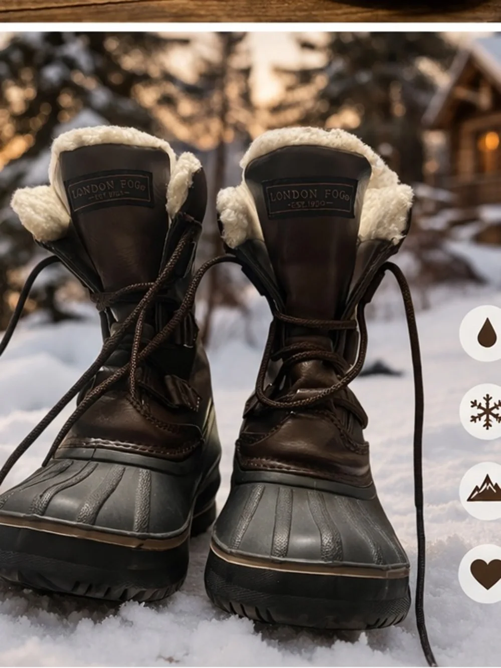 London Fog Kids Duck Boots Size 13 Brown Faux Fur Lined Waterproof Snow Boots